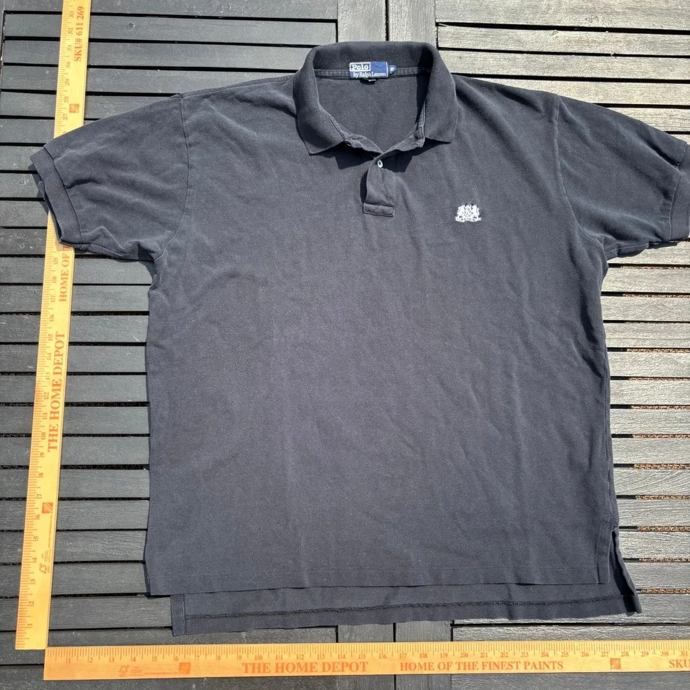 Polo Ralph Lauren Polo Shirt Mens XL Black Good Crest Logo Short Sleeve Pique